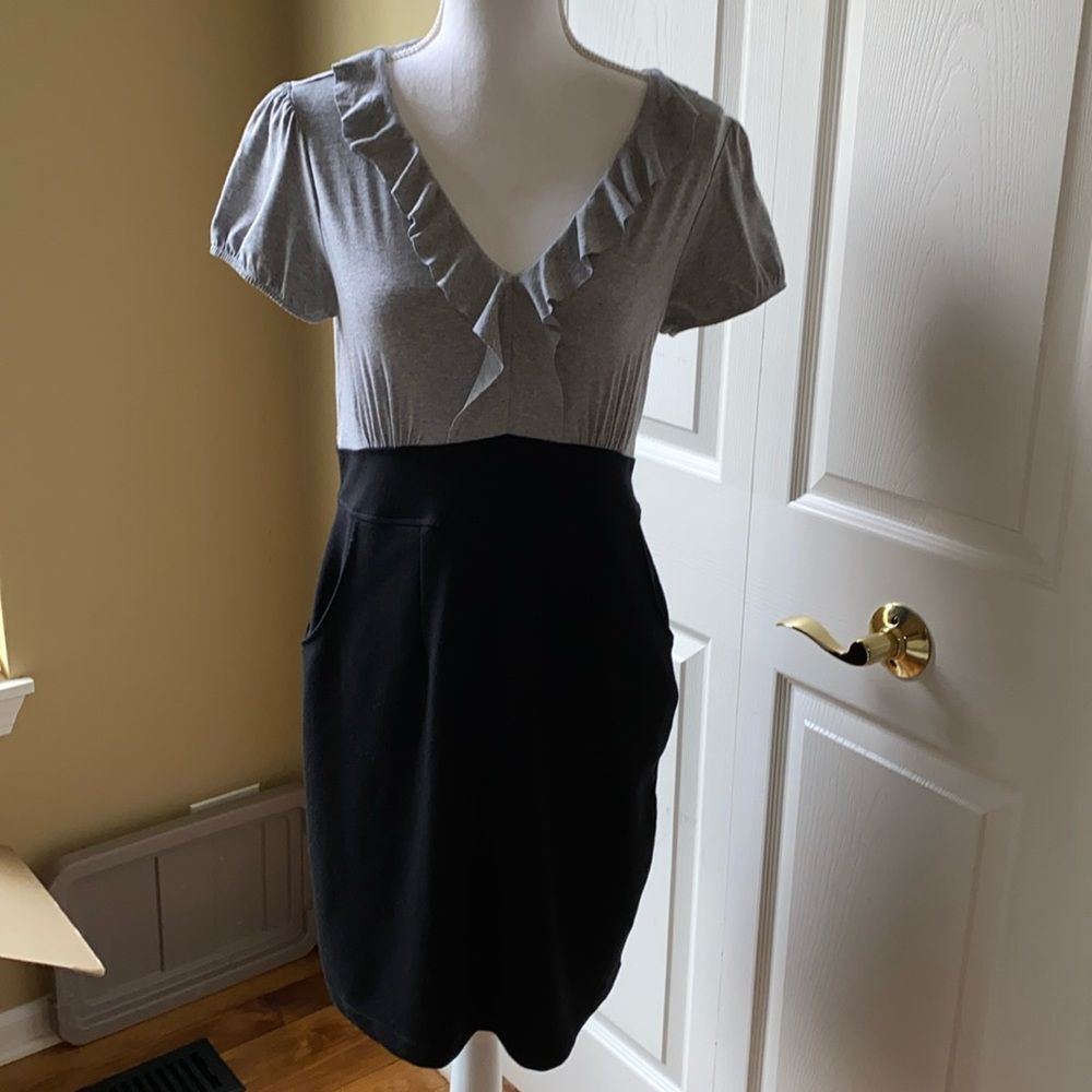 Pink Rose Dress Black Gray L